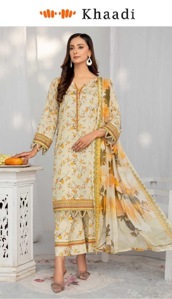 Khaadi Brand  3 Piece Digital Printed Lawn Unstitched Suit