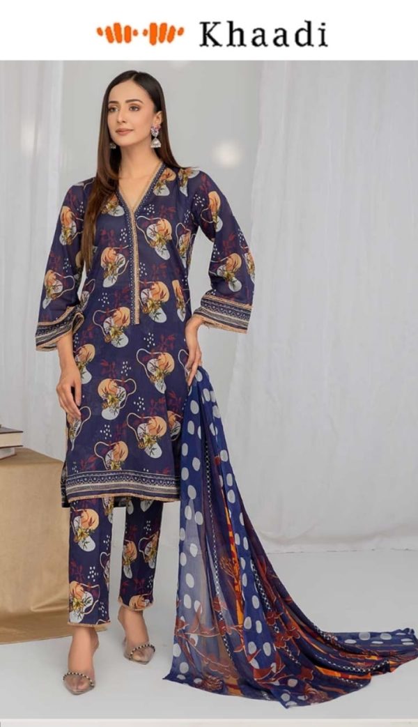 Khaadi Brand  3 Piece Digital Printed Lawn Unstitched Suit