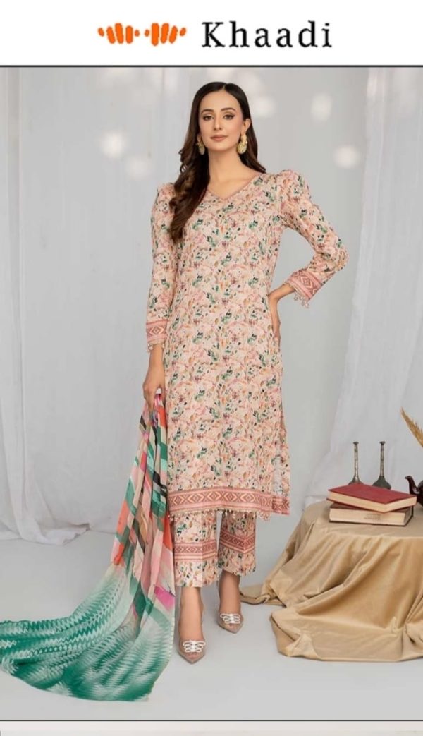 Khaadi Brand  3 Piece Digital Printed Lawn Unstitched Suit