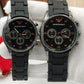 Water Resistant Quartz Chronograph Couple Watch - 2Pcs unisex set