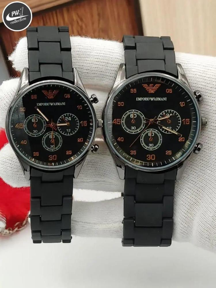 Water Resistant Quartz Chronograph Couple Watch - 2Pcs unisex set