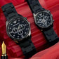 Water Resistant Quartz Chronograph Couple Watch - 2Pcs unisex set