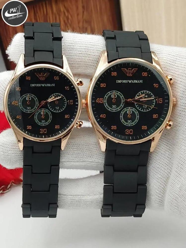 Water Resistant Quartz Chronograph Couple Watch - 2Pcs unisex set