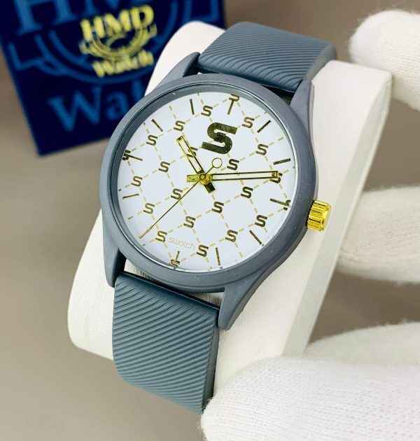 Swatch Men High Quality Watch With Attractive Look Rubber Strap